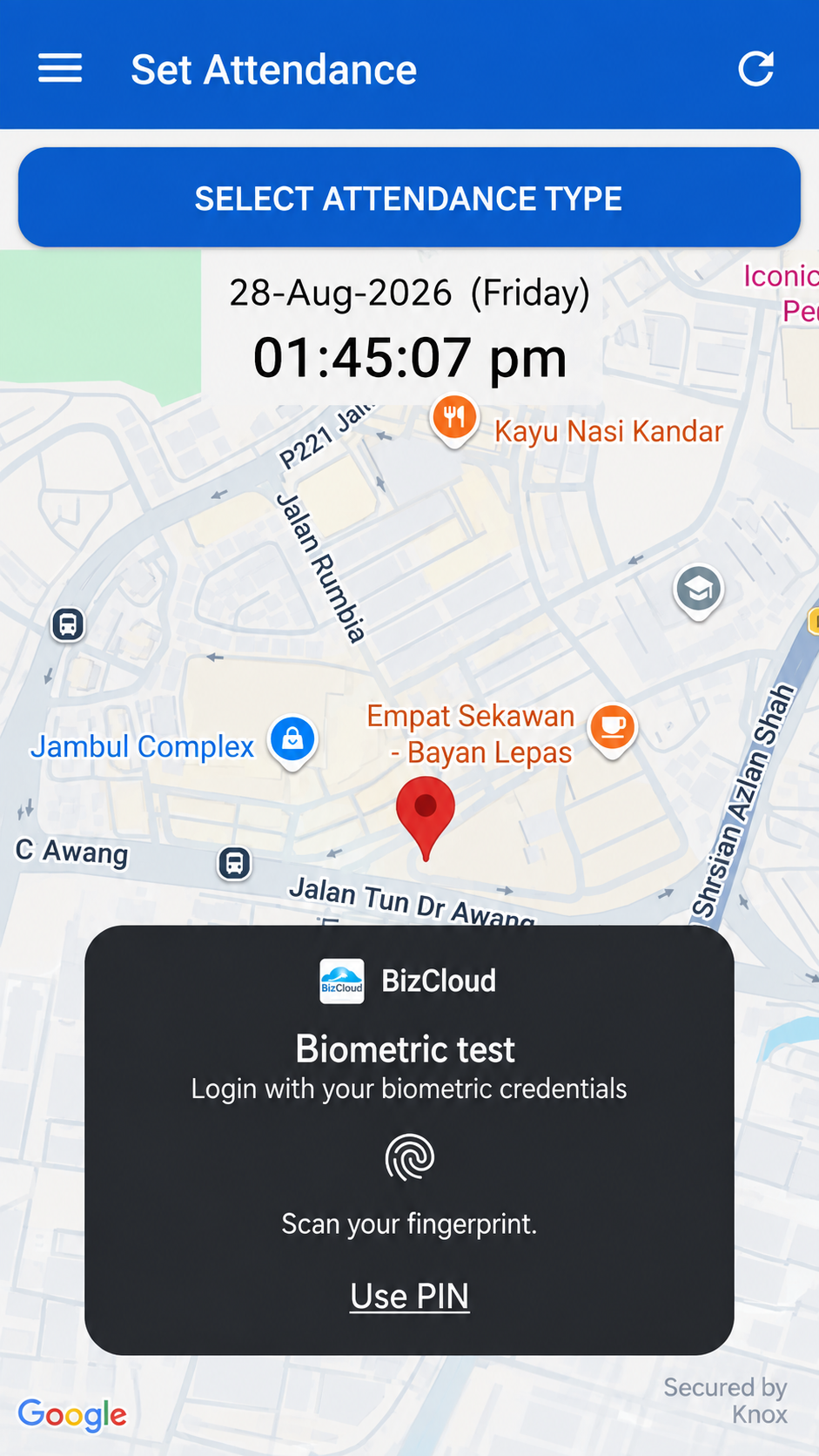 BizCloud App Android fingerprint attendance verification