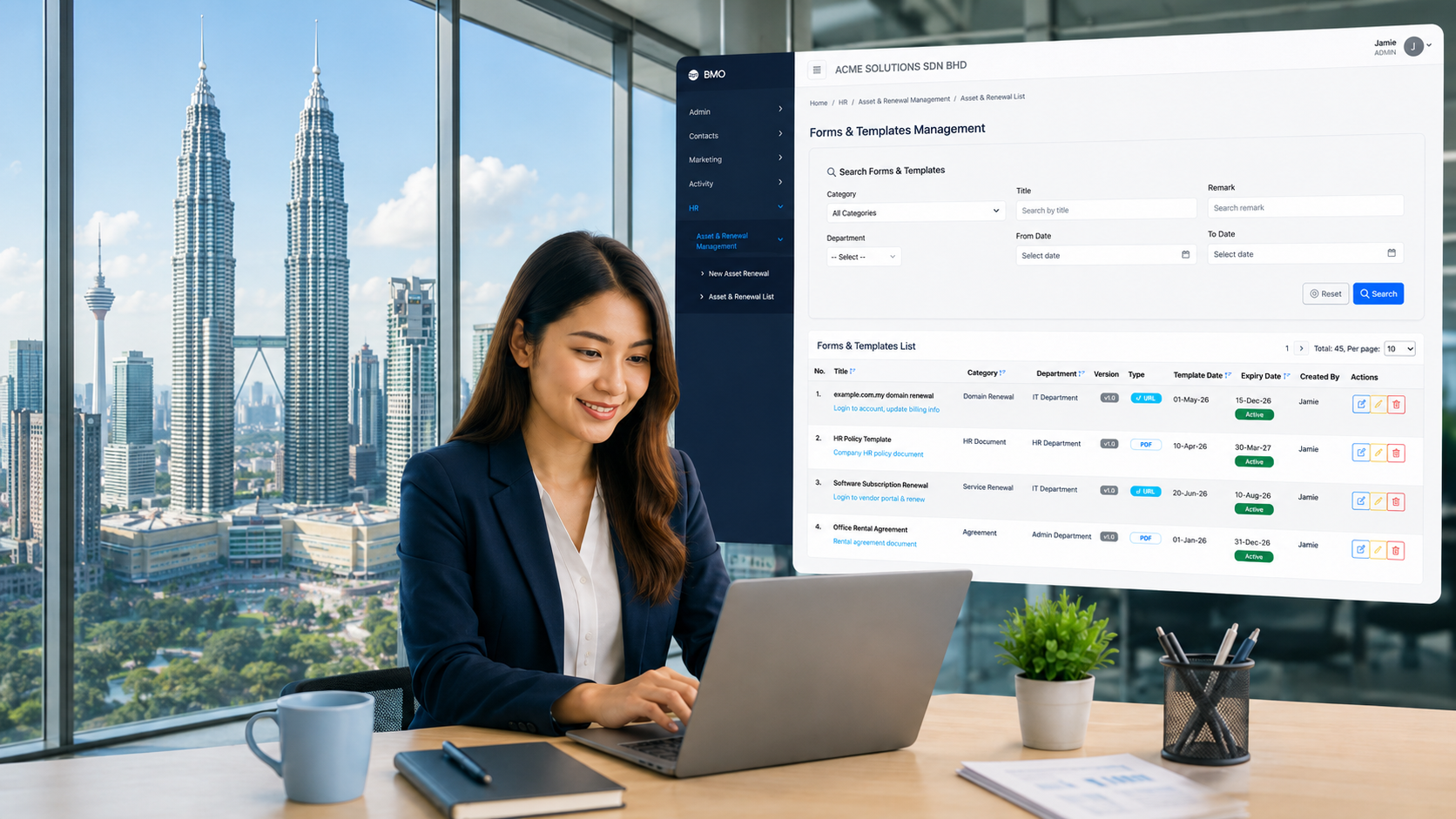 BizCloud Asset and Renewal Management Dashboard