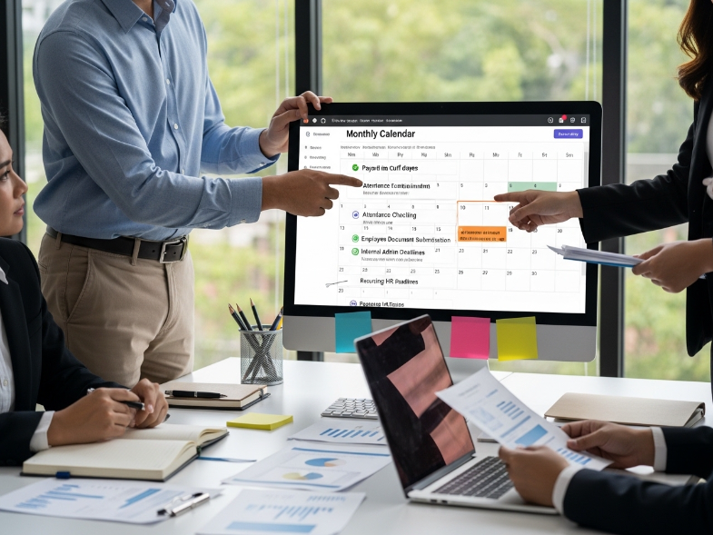 HR reminder calendar for payroll cut off and admin follow up